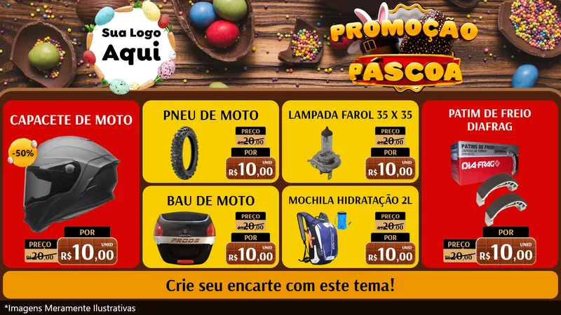 Modelo de TV para TV Horizontal com o tema Promoção Páscoa para Moto peças