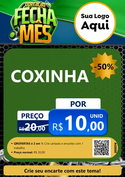 Modelo de Cartaz para Cartaz A4 Vertical com o tema Operação Fecha Mês para Salgadaria
