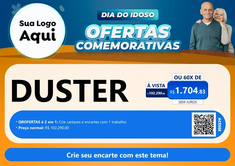 Modelo de Cartaz para Cartaz A4 Horizontal com o tema Dia do Idoso para Concessionaria de Carros
