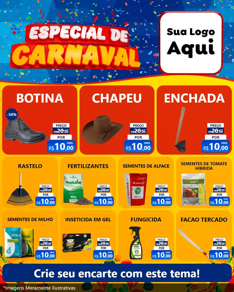 Modelo de Rede Social para Feed Instagram com o tema Especial de Carnaval para Agropecuária