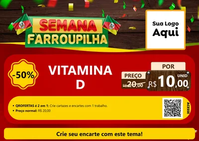 Modelo de Cartaz para Cartaz A4 Horizontal com o tema Semana Farroupilha para Farmácia