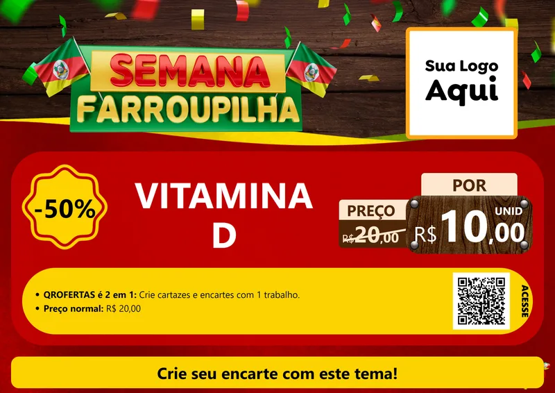 Modelo de Cartaz para Cartaz A4 Horizontal com o tema Semana Farroupilha para Farmácia