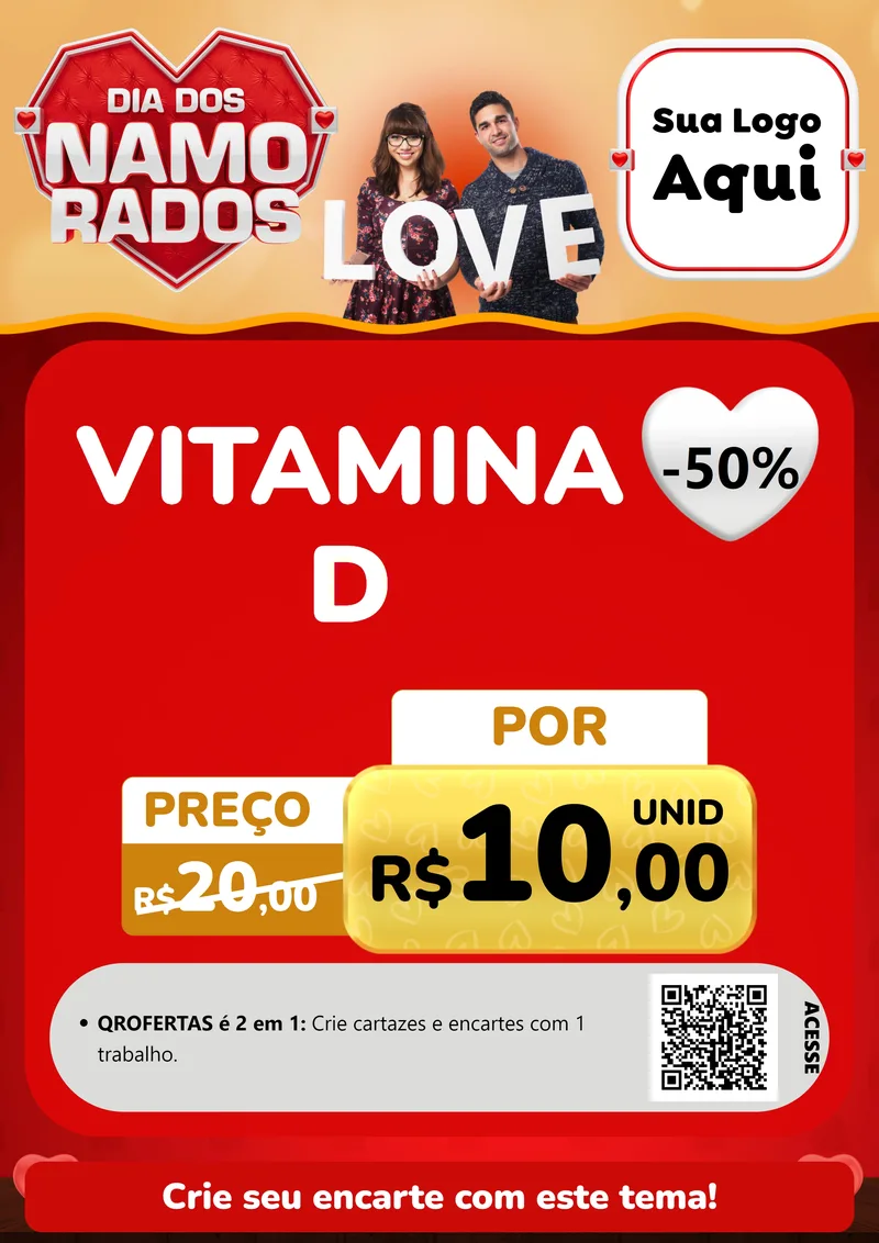 Modelo de Cartaz para Cartaz A4 Vertical com o tema Dia dos Namorados para Farmácia
