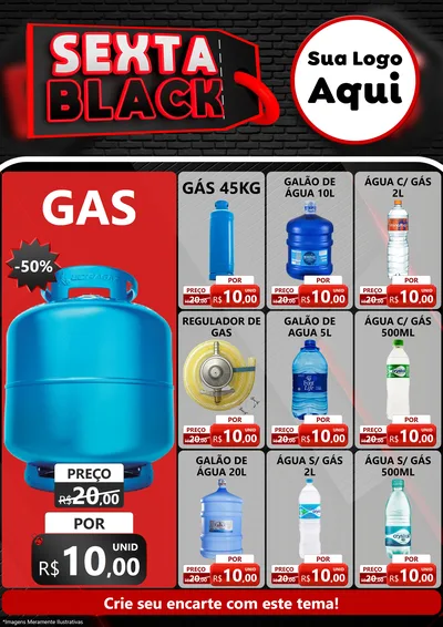 Modelo de Encarte para Encarte A4 Vertical com o tema Sexta Black para Água e gás