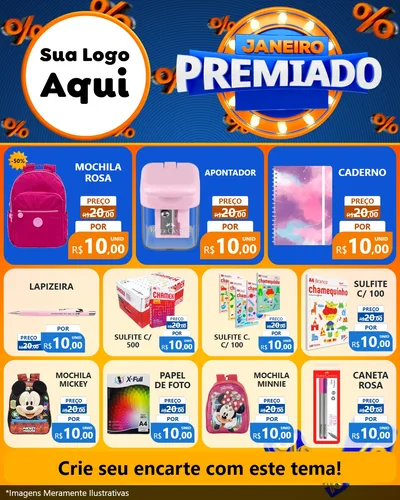 Modelo de Rede Social para Feed Instagram com o tema Janeiro Premiado para Papelaria