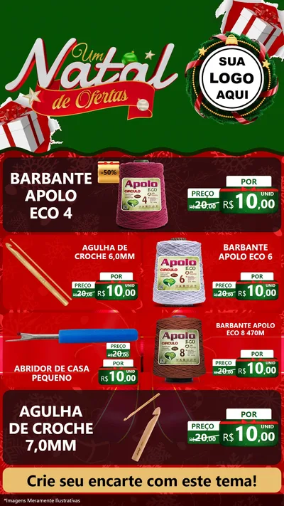 Modelo de TV para TV Vertical com o tema Um Natal de Ofertas para Armarinho e Aviamentos