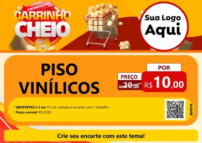 Modelo de Cartaz para Cartaz A4 Horizontal com o tema Promoção carrinho cheio para Material para Construção