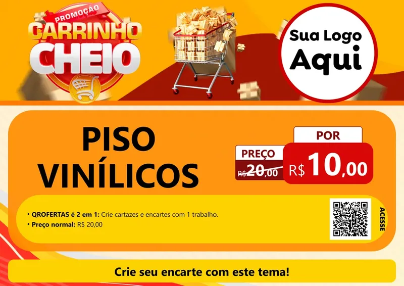 Modelo de Cartaz para Cartaz A4 Horizontal com o tema Promoção carrinho cheio para Material para Construção