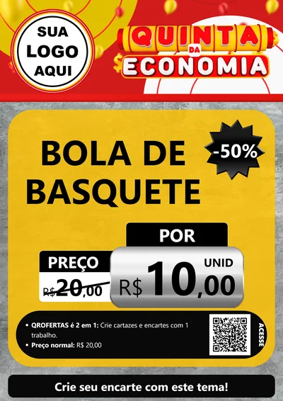 Modelo de Cartaz para Cartaz A4 Vertical com o tema Quinta da Economia para Artigos Esportivos