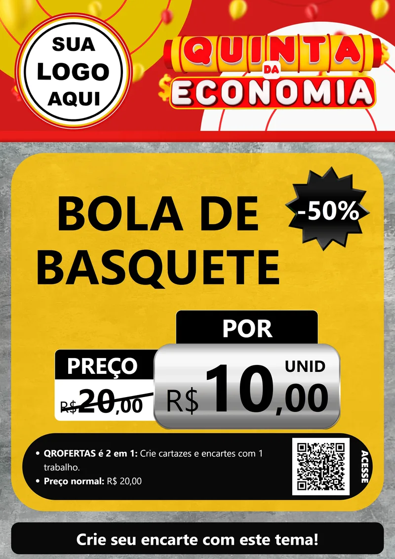 Modelo de Cartaz para Cartaz A4 Vertical com o tema Quinta da Economia para Artigos Esportivos