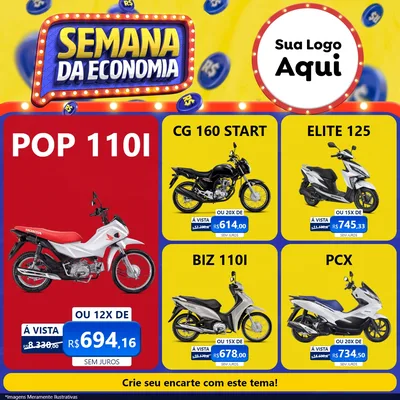 Modelo de Rede Social para Feed Facebook com o tema Semana da Economia para Concessionaria de Motos