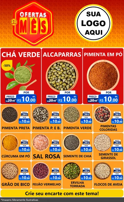 Modelo de Encarte para Encarte Grande com o tema Ofertas do Mês para Produtos Naturais