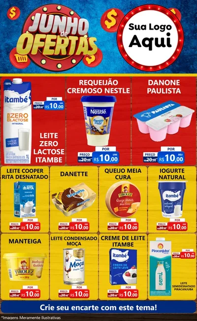 Modelo de Encarte para Encarte Grande com o tema Junho de Ofertas para Frios e Laticínios
