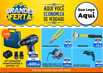 Modelo de Encarte para Encarte A4 Horizontal com o tema Grandes Ofertas para Maquinas e Ferramentas