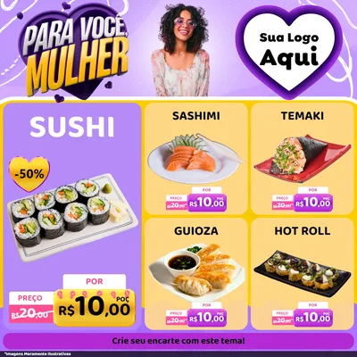 Modelo de Rede Social para Feed Facebook com o tema Para Você, Mulher para Comida japonesa