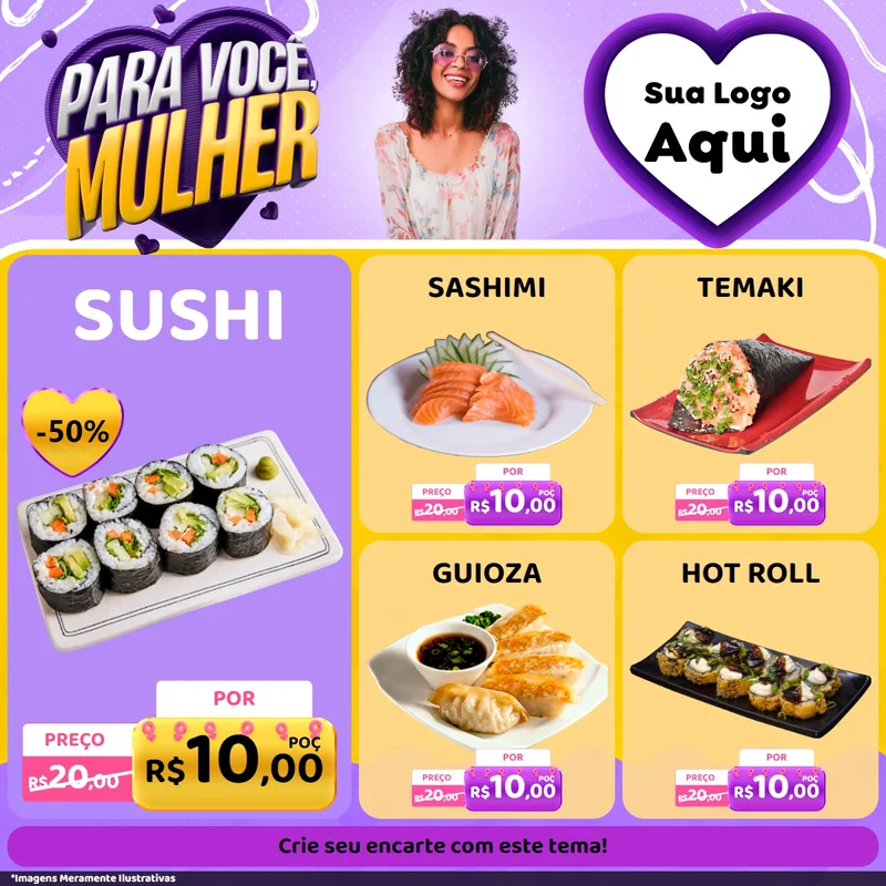 Modelo de Rede Social para Feed Facebook com o tema Para Você, Mulher para Comida japonesa