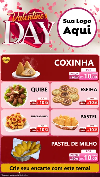 Modelo de TV para TV Vertical com o tema Valentine's Day para Salgadaria