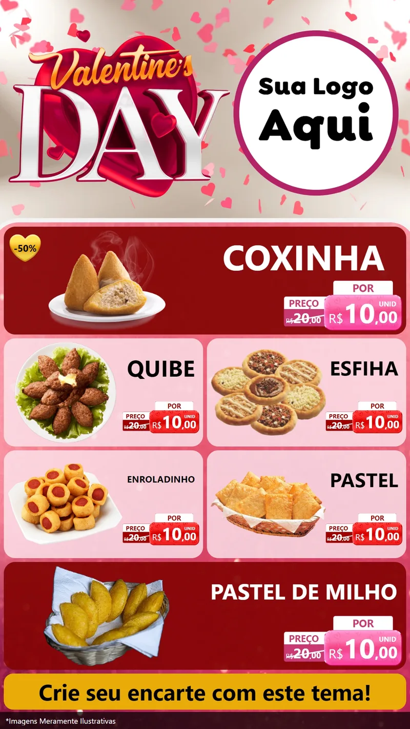 Modelo de TV para TV Vertical com o tema Valentine's Day para Salgadaria