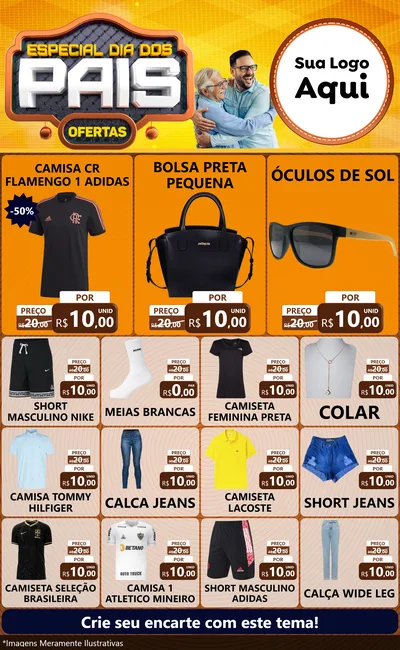Modelo de Encarte para Encarte Grande com o tema Especial Dia dos Pais para Roupas e acessórios