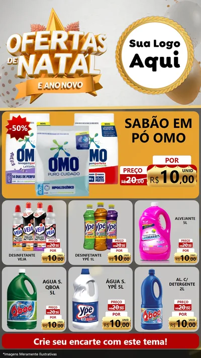 Modelo de Rede Social para Stories com o tema Ofertas De Natal E Ano Novo para Produtos de Limpeza