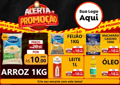 Modelo de Encarte para Encarte A4 Horizontal com o tema Alerta de Promoção para Supermercado