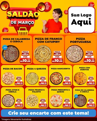 Modelo de Rede Social para Feed Instagram com o tema Saldão de Março para Pizzaria