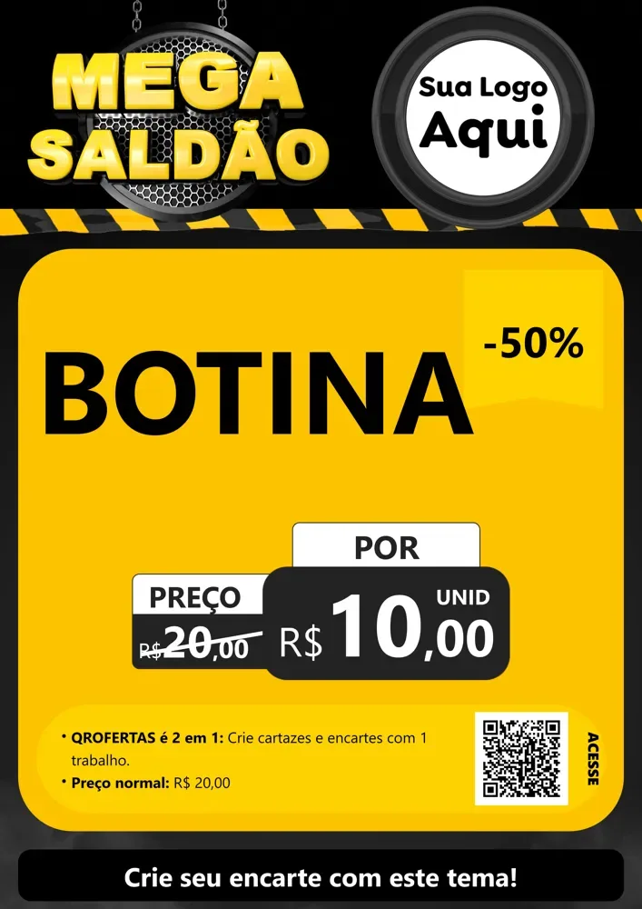 Modelo de Cartaz para Cartaz A4 Vertical com o tema Mega Saldão para Agropecuária