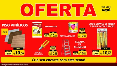 Modelo de TV para TV Horizontal com o tema OFERTA - Vermelho Cartaz para Material para Construção