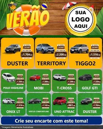 Modelo de Rede Social para Feed Instagram com o tema Verão para Concessionaria de Carros