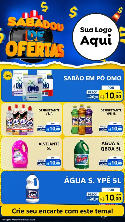 Modelo de TV para TV Vertical com o tema Sabadou de Ofertas para Produtos de Limpeza