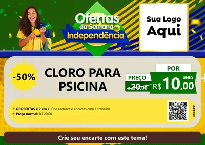 Modelo de Cartaz para Cartaz A4 Horizontal com o tema Ofertas da Semana da Independência para Produtos para Piscina