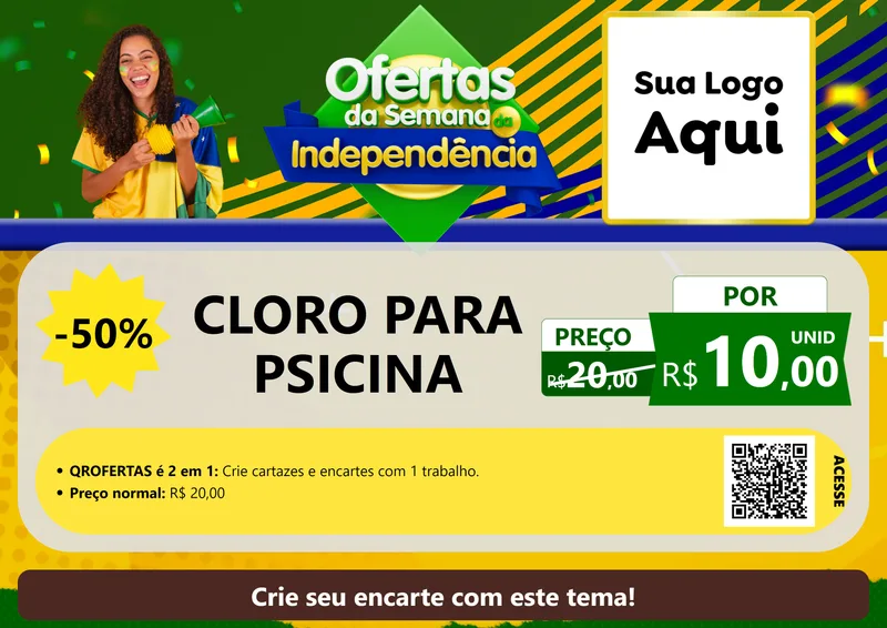 Modelo de Cartaz para Cartaz A4 Horizontal com o tema Ofertas da Semana da Independência para Produtos para Piscina