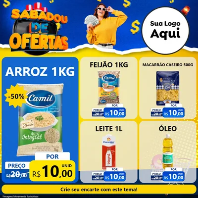 Modelo de Rede Social para Feed Facebook com o tema Sabadou de Ofertas para Supermercado