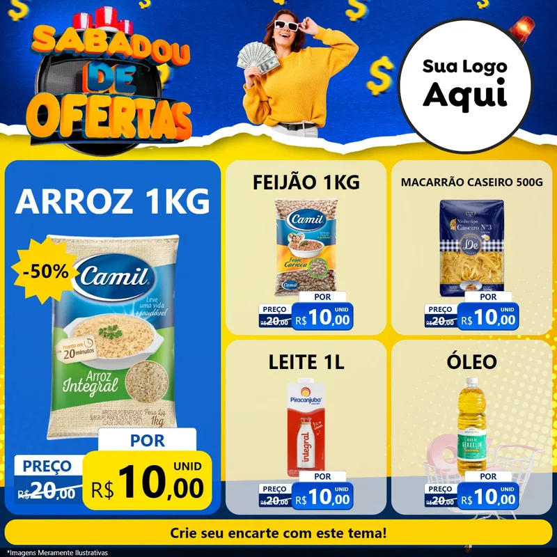 Modelo de Rede Social para Feed Facebook com o tema Sabadou de Ofertas para Supermercado