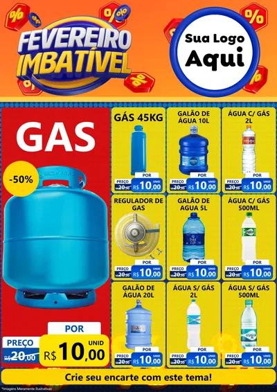 Modelo de Encarte para Encarte A4 Vertical com o tema Fevereiro Imbatível para Água e gás