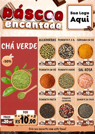 Modelo de Encarte para Encarte A4 Vertical com o tema Páscoa Encantada para Produtos Naturais