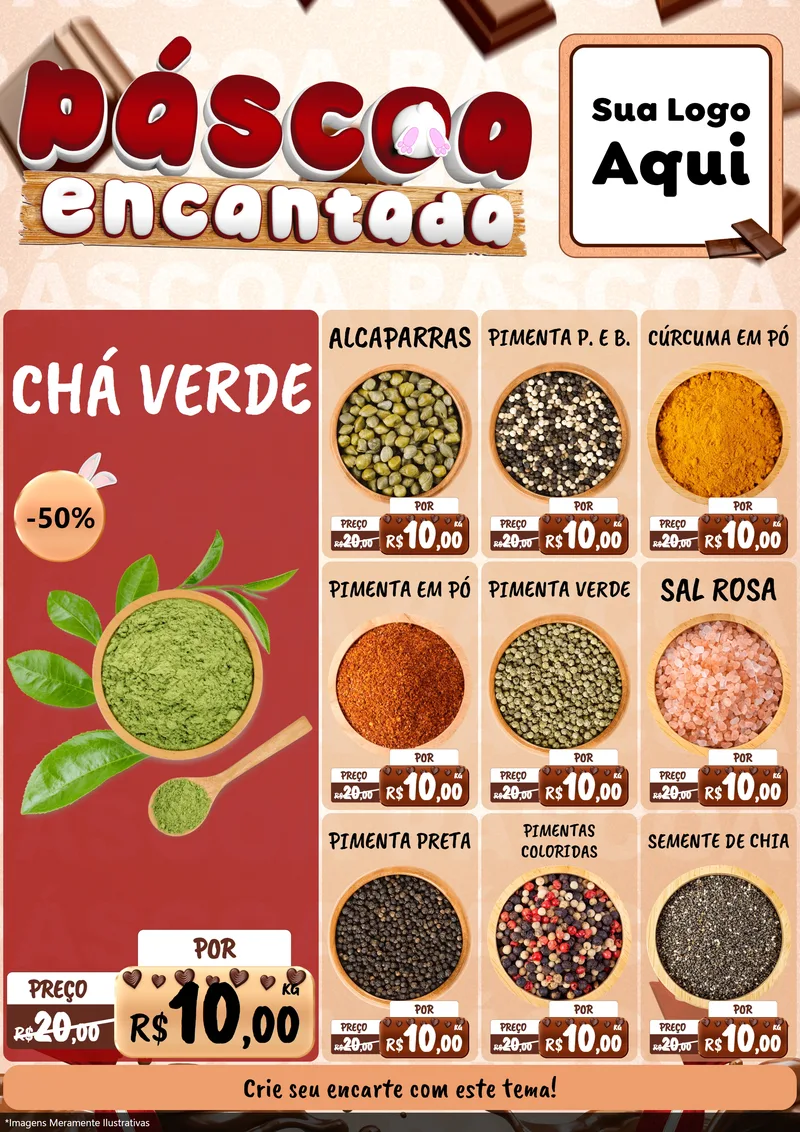 Modelo de Encarte para Encarte A4 Vertical com o tema Páscoa Encantada para Produtos Naturais