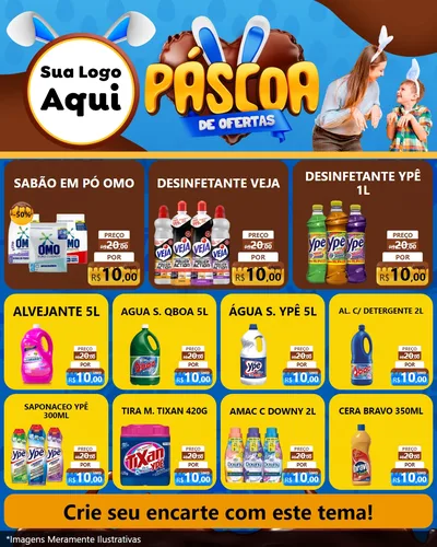 Modelo de Rede Social para Feed Instagram com o tema Páscoa de Ofertas para Produtos de Limpeza