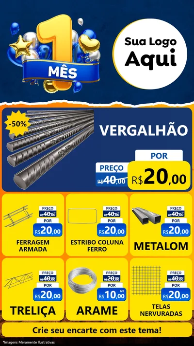 Modelo de Rede Social para Stories com o tema Um Mês de Aniversário para Ferragens