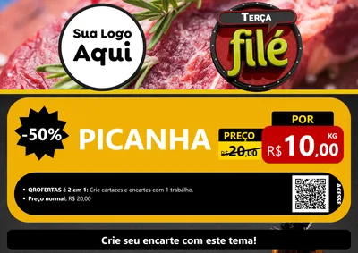 Modelo de Cartaz para Cartaz A4 Horizontal com o tema Terça Filé para Açougue