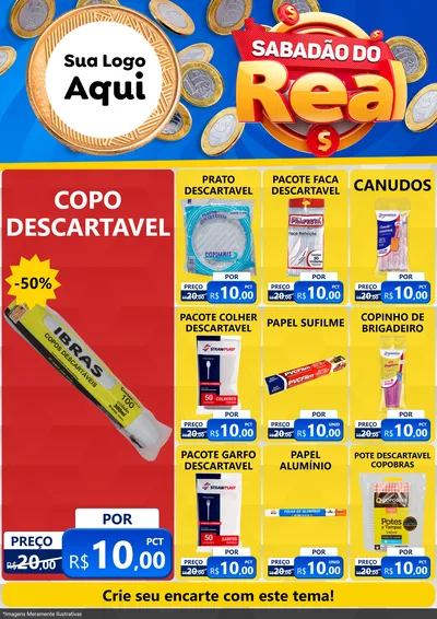 Modelo de Encarte para Encarte A4 Vertical com o tema Sabadão do Real para Embalagens