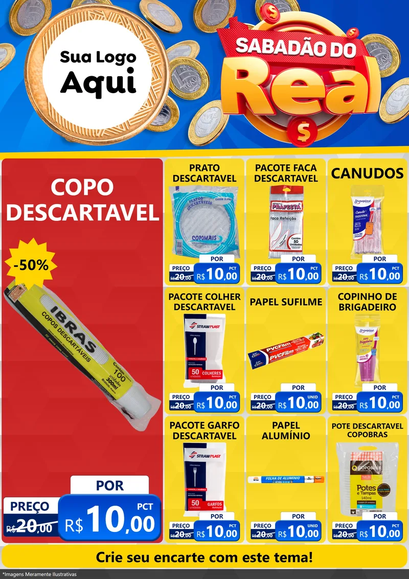 Modelo de Encarte para Encarte A4 Vertical com o tema Sabadão do Real para Embalagens