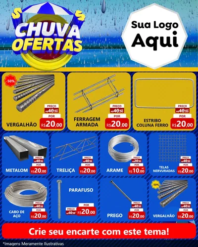 Modelo de Rede Social para Feed Instagram com o tema Chuva de Ofertas para Ferragens