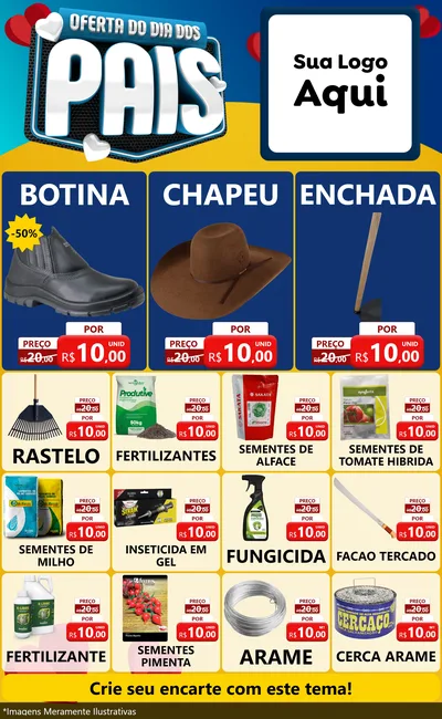 Modelo de Encarte para Encarte Grande com o tema Oferta Do Dia Dos Pais para Agropecuária