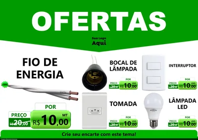 Modelo de Encarte para Encarte A4 Horizontal com o tema Ofertas Verde Cartaz para Materiais Elétricos