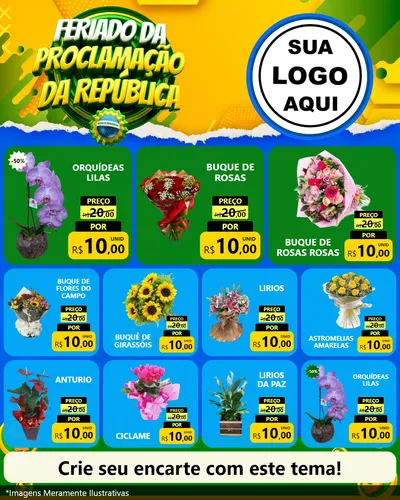 Modelo de Rede Social para Feed Instagram com o tema Feriado da Proclamação da República para Floricultura e jardim