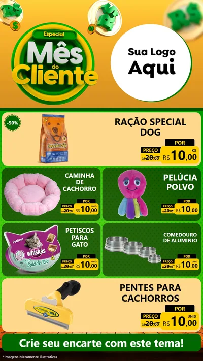Modelo de TV para TV Vertical com o tema Especial Mês do Cliente para Pet Shop