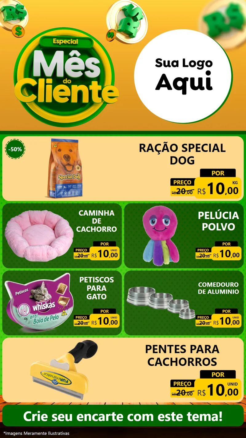 Modelo de TV para TV Vertical com o tema Especial Mês do Cliente para Pet Shop