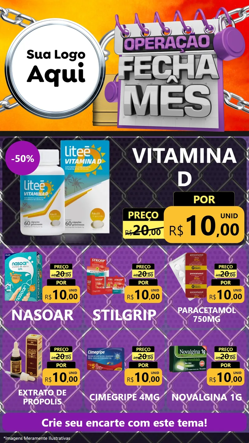 Modelo de Rede Social para Stories com o tema Operação Fecha Mês para Farmácia