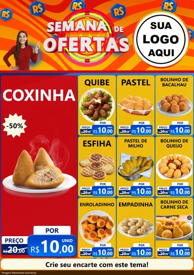 Modelo de Encarte para Encarte A4 Vertical com o tema Semana de Ofertas para Salgadaria